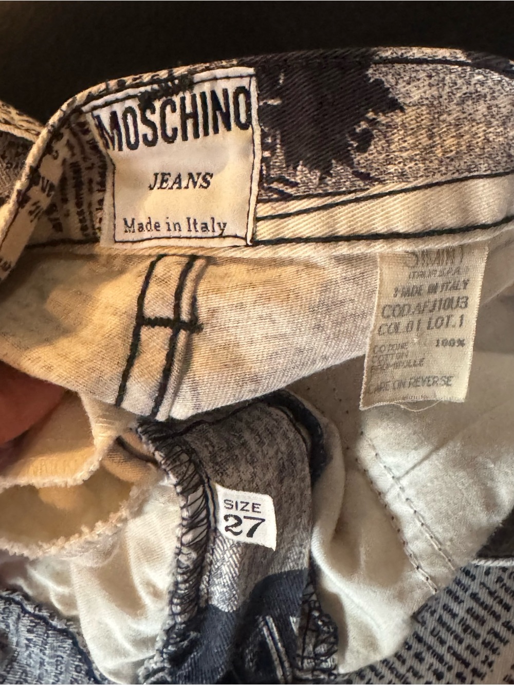 RARE! Vintage Moschino Black and White Newspaper Print Jeans. - Picture 4 of 5